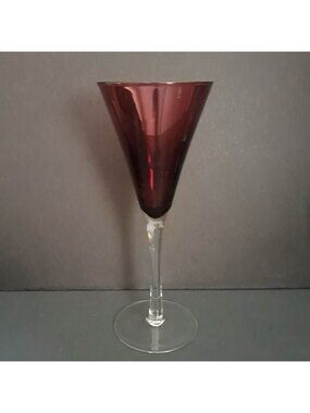 Pottery Barn Amethyst Fluted Champagne Glass Purple Stemware Elegant Holiday 9"